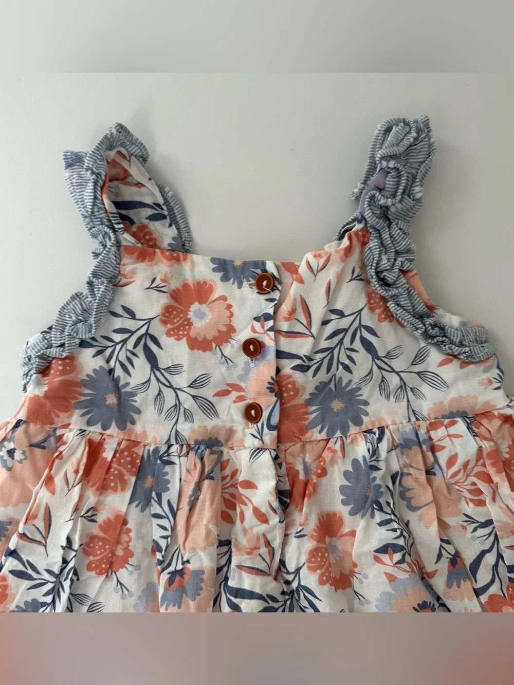 Tahari‎ Baby Girl Dress in Coral and Navy Floral Sundress with Bow